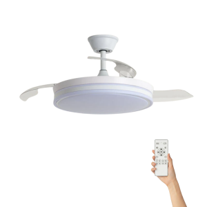 Dimbare plafondventilator Vikman Ø106cm – Kwalitatief & Stijlvol – Wit Transparant