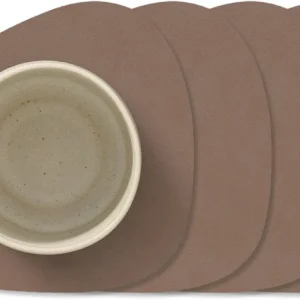 LIND DNA Onderzetters Nupo - Leer - Truffle - 13 x 11 cm - 4 Stuks