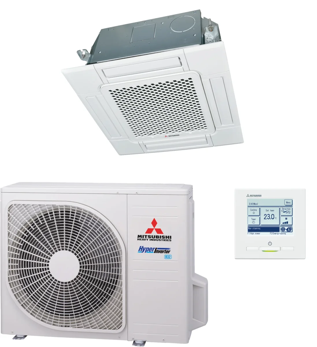 Mitsubishi heavy industrie cassette airco 4kW FDTC40VH (inclusief paneel en bedrade wandbediening)