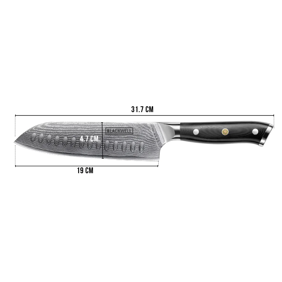 Blackwell Santokumes Japanse stijl - 67 lagen damaststaal - VG10 - 19 cm - Afbeelding 7