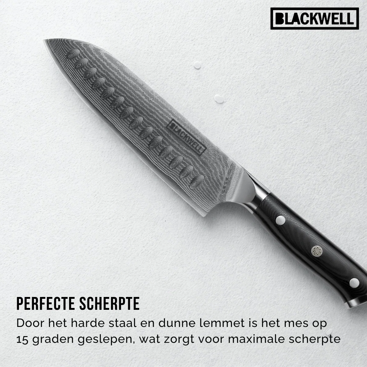 Blackwell Santokumes Japanse stijl - 67 lagen damaststaal - VG10 - 19 cm - Afbeelding 6