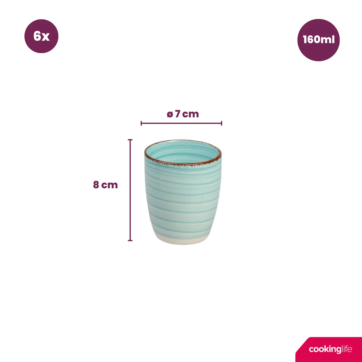 Cookinglife Koffiekopjes / Senseo Kopjes - Delice Blauw 180 ml - 6 stuks - Afbeelding 6