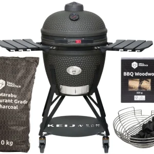 Keij Kamado BBQ Startersset - Legend Large Black 21 inch - met Houtskool, Aanmaakwokkels & Kolenmand