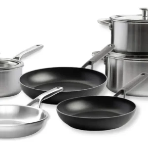 KitchenAid Pannenset Multi-Ply Stainless Steel 6 -delig - Kookpan ø 20, 24 cm, Steelpan ø 16 cm & Koekenpan ø 24 cm + Koekenpan Classic Forged ø 24 & 28 cm