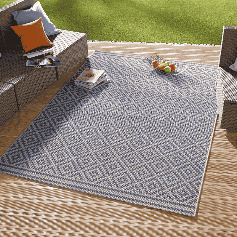Buitenkleed Raute - Blauw/Creme - Afbeelding 2